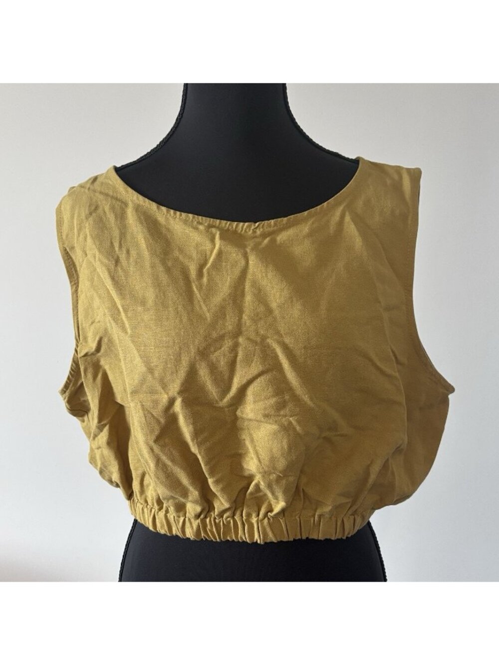 Mable Linen Blend Crop Top Women’s Large Peasant Boho Cottagecore Resort Capsule
